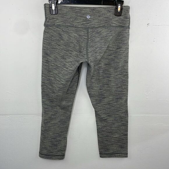 Lululemon Wunder Under Crop 6 Diamond Jacquard Space Dye Slate Clarity Yellow - Picture 4 of 13